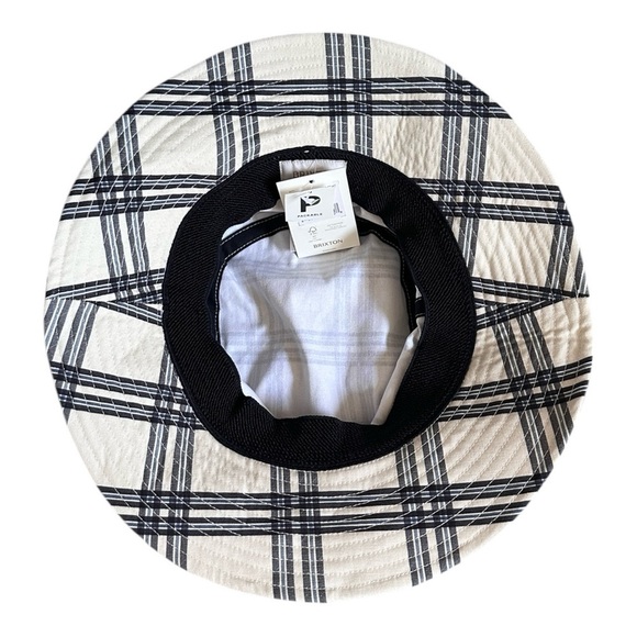 Brixton Bucket Hat Size M/L NWT Ivory Dove Plaid Petra Packable 100% Cotton - Picture 3 of 7